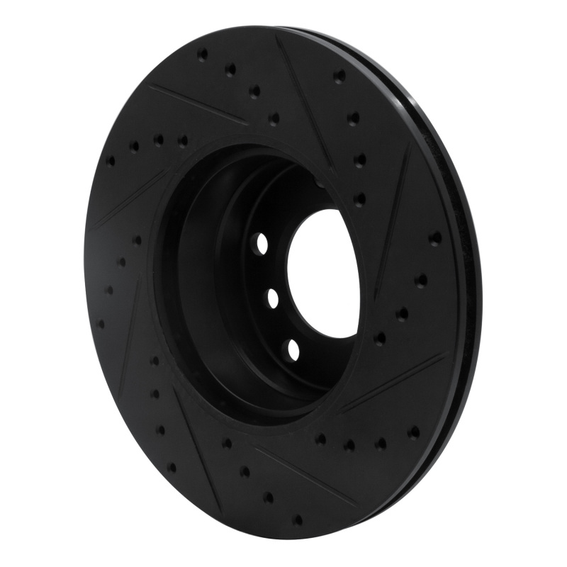 BMW 528i Brake Rotor (1) - Front Left - R1 Concepts - Drilled & Slotted - Black - `96-`03